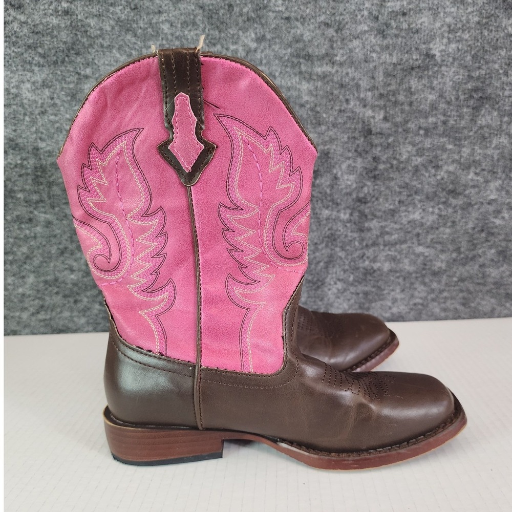 Roper Boots Kids Girls Size‎ 3 Brown Pink Faux Leather Cowboy Western